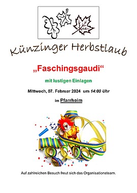 Banner Faschingsgaudi im Künzinger Pfarrheim