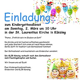 Banner Einladung zum Kindergottesdienst